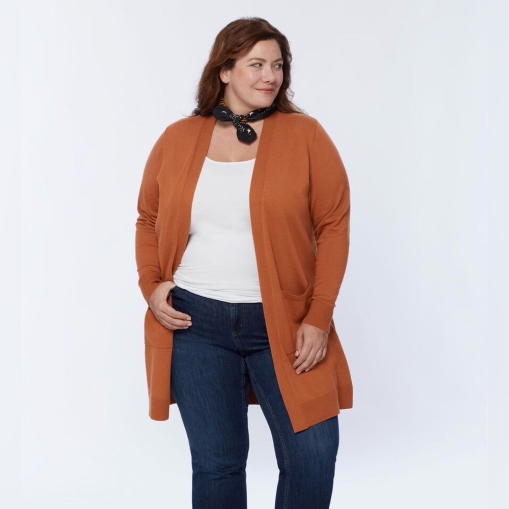 Duluth Trading Co. Women's Shiftless Duster Sweater XL Burnt Orange